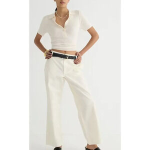 New J. Crew Sailor Heritage Chino Pant Women’s Cream Wide Leg Cotton NWT 28